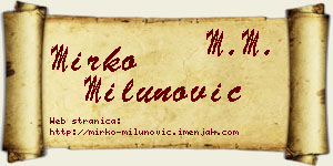 Mirko Milunović vizit kartica